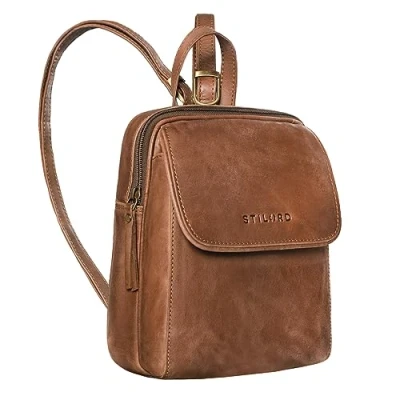 Image of STILORD &#039;Valentina&#039; Small Backpack Leather Women Vintage Daypack Ladies Mini Handbag Ideal as XS Travel Bag Shopping Rucksack Genuine Leather, Colour:Messina Brown