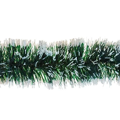 Image of Traditional 2m 6ply Thick Garland Snow Tipped Tinsel Christmas Tree Home Office Festive Season Xmas Decoration (Green Dark)