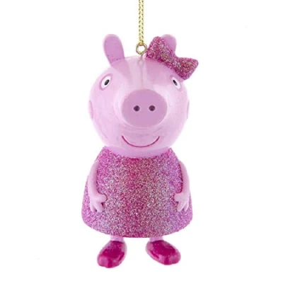 Image of Kurt Adler PA1201 Peppa Pig in Glitter Pink Dress Hanging Ornament, 3 inch Height
