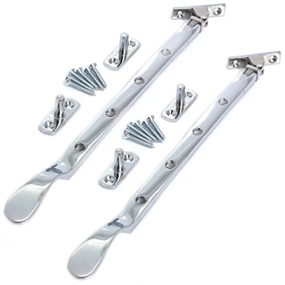 Image of 2X Polished Chrome 10&quot;/250mm Window Casement Stays Victorian Style Handle Pull/Locks Catches