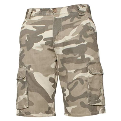 Image of KZS116 Enzo Jeans Mens Cargo Camo Shorts Summer Army Combat Camouflage Chino Half Pants Beige 48