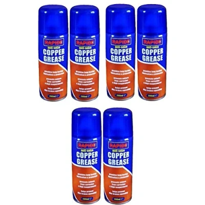 Image of Rapide 6 X NEW 200ML ANTI SEIZE COPPER GREASE LURICATION PROTECTION BRAKES HIGH TEMPERATURE RUST SPRAY CAN 200 ML PACK SET OF