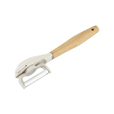 Image of Wiltshire EAT Smart 2in1 Peeler, Sharp Vegetable Slicer, Adjustable Peeling Position, Natural Beech Wood Handle, Stainless Steel Blade, 27x7x3.8cm, Brown &amp; Neutral