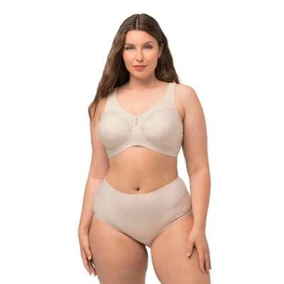 Image of Ulla Popken Ladies Plus Size Relief Bra Without Underwire Rhinestone Pendant Cup C G Pearl White 125G 658495650 125G, White, 54F