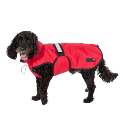Image of Danish Design 3 in 1 Dog Coat Red, 57cm (22in) All Weather, Waterpoof, Fleece Lined, Reflective Raincoat for Dogs