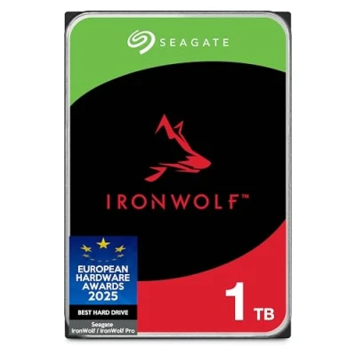 Image of Seagate IronWolf 1 TB internal Hard Drive, NAS HDD, 3.5 Inch, 5400 U/Min, CMR, 64 MB Cache, SATA 6 GB/s, 3 Years Rescue Service, Modellnr.: ST1000VNZ08