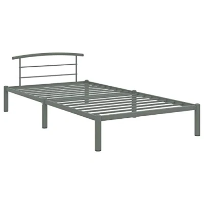 Image of vidaXL Bed Frame Grey Metal Single for 100x200 cm Mattress with Modern Design and Easy Assembly