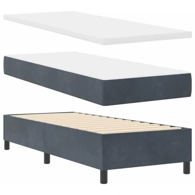 Image of vidaXL Box Spring Bed with Mattress &amp; Bench Dark Grey 80x200 cm Velvet