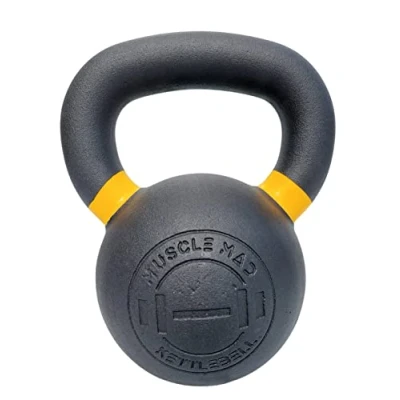 Image of MUSCLE MAD Premium Cast Iron Kettlebell, Textured Handle, Matt Black, Full Body Training, Strength 16kg Kettlebell