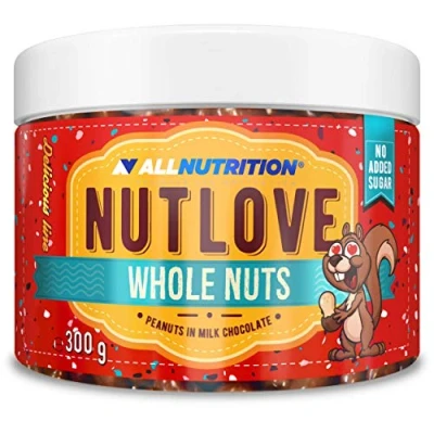 Image of ALLNUTRITION Nutlove Whole Nuts Peanuts in Milk Chocolate Sugar Free Chocolates No Added Low Calorie Sweets Healthy Snack 300g