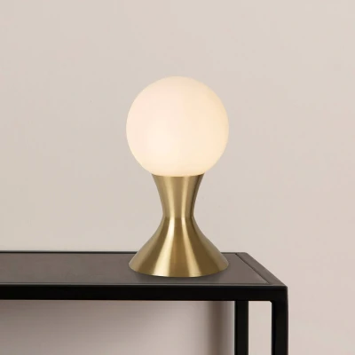 Image of Lucide Moya table lamp, glass lampshade, gold