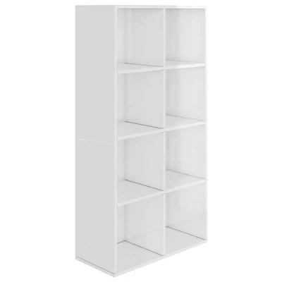 Image of vidaXL Book Cabinet/Sideboard Bookshelf Stand Rack Highboard Office File Cabinet Lowboard Bookcase and Standing Shelf High Gloss White Chipboard