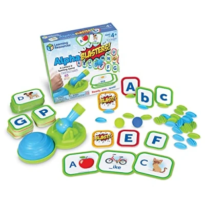 Image of Learning Resources Alphablasters! Letter &amp; Spelling Game, Educational Indoor Games, Preschool Alphabet, Toddler Brain Toys, Learning, 85 Pieces, Age 4+