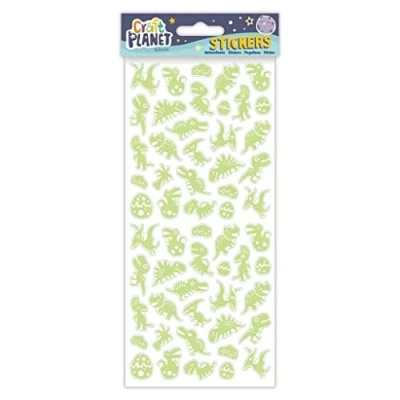 Image of Small Glow in The Dark Dinosaur Labels Stickers for Kids Craft and Decoration