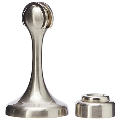 Image of Merriway BH05715 Wall Or Floor Mounted Magnetic Door Stopper, Matt Nickel Plated