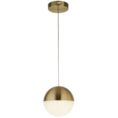 Image of Marbles LED Pendant Satin Brass, Crushed Ice Shade