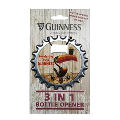 Image of Guinness 3 in 1 Bottle opener, Fridge Magnet and Coaster With Toucan Design
