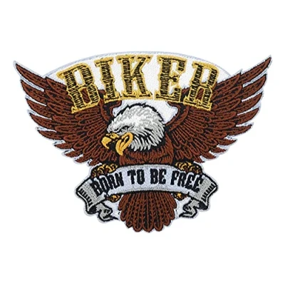 Image of Born to be Free Biker Eagle Iron on Patch Motorcycle cowls Patches, America Patch, USA Back Embroidery Ironable for Leather Finally Home