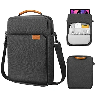 Image of MoKo 12.9 Inch Tablet Sleeve Bag,Fits with 13 New iPad Pro M4 &amp; Air M2 2024,iPad M2&amp;M1,Surface Laptop Go 12.4,Galaxy Tab S8+/S9+ 12.4,Handle Carrying Case Shoulder Strap,Black &amp;Gray
