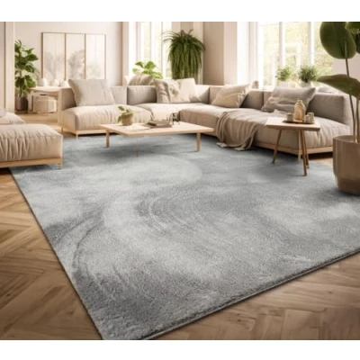 Image of TT Home Large Rug Short Pile Monochrome Modern Design Washable Yellow Gold, colour: Silver, Size:100x200 cm