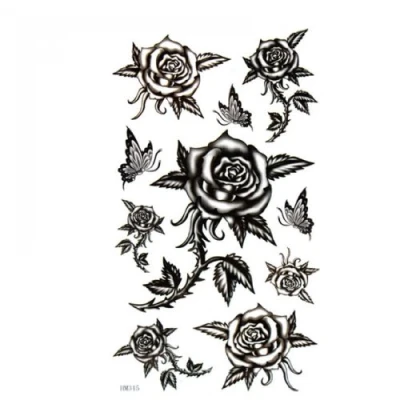 Image of SPESTYLE waterproof non toxic temporary tattoo stickerstemp tattoos and sweat female black barbed roses butterfly sexy