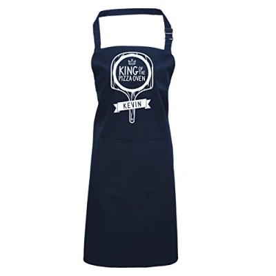 Image of Edward Sinclair KING OF THE PIZZA OVEN White Print Navy Apron