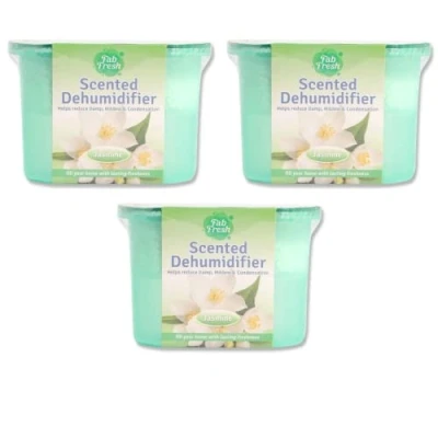 Image of Dehumidifier for Home Damp Kitchen Wardrobe Office Caravan Garage Bathroom Basement Air Purifier (Green Box Jasmine Scent 500ml, 3 Pack)