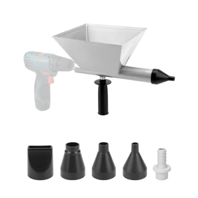 Image of QWORK® Electric Mortar Grout Gun, All Metal Cement Caulking Gun with 4 Nozzles