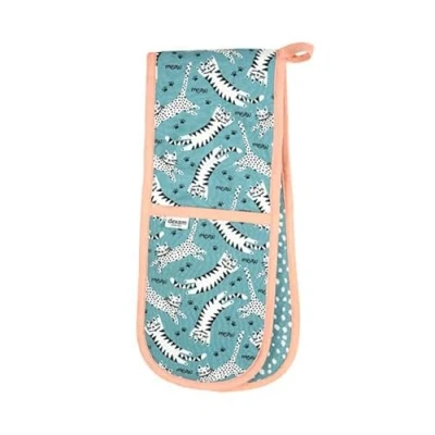Image of Dexam Recycled Cotton Meow Double Oven Glove Blue