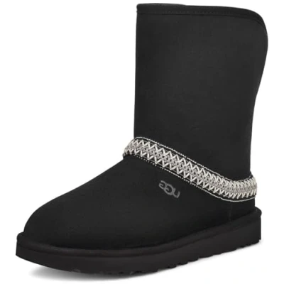 Image of UGG Girls Classic Short Crescent Fashion Boot, Black, 3 UK