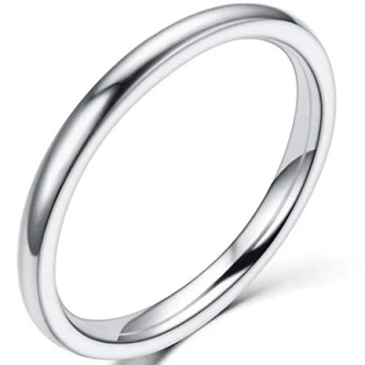 Image of JUDE 2mm Stainless Steel Plain Stackable Wedding Band Ring (Silver, T)