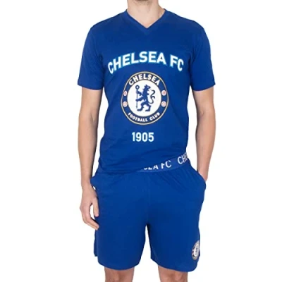 Image of Chelsea FC Official Football Gift Mens Loungewear Short Pyjamas Royal XL