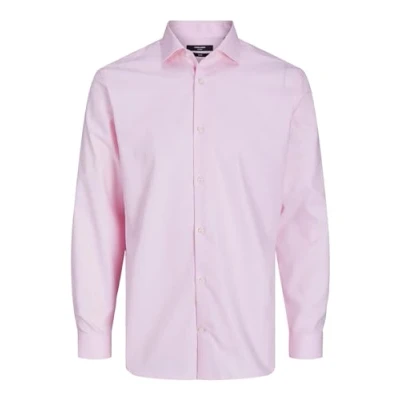 Image of JACK &amp; JONES Men&#039;s Male Slim Fit Hemd Hooded Sweatshirt, Pink Nectar, M