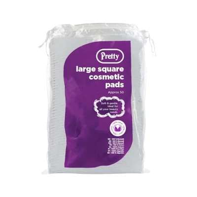 Image of Pretty Cotton Pads Standard Size Square Cosmetic Make Up Remover 50pk