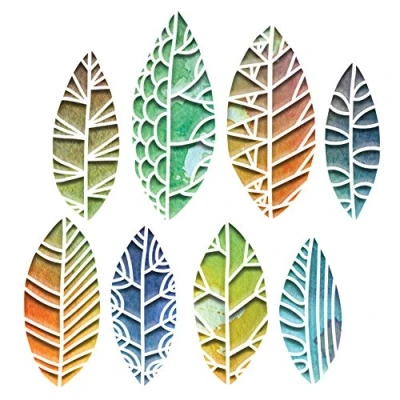 Image of Sizzix Thinlits Die Set 8 Pack 664431 Cut Out Leaves by Tim Holtz, Paper, Multi Colour, One Size