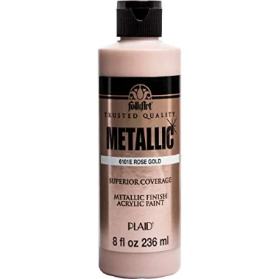 Image of Plaid PE6101E Folk Art Metallic Acrylic Paint, Rose Gold, 8 oz., 2oz