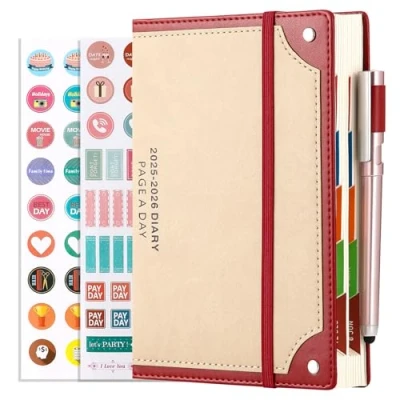 Image of Mljtoyo Academic Diary 2025 2026 A5 Page a Day,Daily Planner 25/26 with Pen,Stickers,Colourful Monthly Tabs,. runs Jul&#039;25 Jun 26. Mid Year Organiser perfect for Busy Schedules