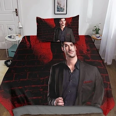 Image of Rochile Lucifer 2 Pieces Duvet Cover Set 3D Printed Bedding Quilt with Zipper Closure for, Ultra Soft Microfiber Single（135x200cm）