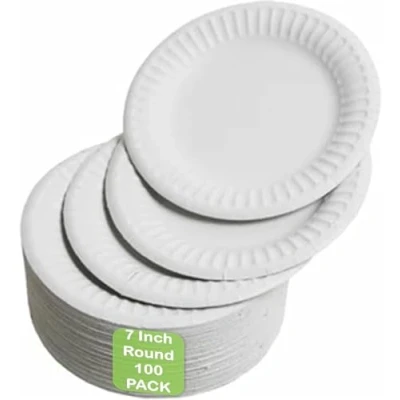 Image of Paper Plates 7&quot; / 18cm Pack of 100, Disposable Plates, Party for Hot &amp; Cold Food, USED Birthday Party, Christmas Kid&#039;s Parties Picnics BBQ&#039;s Camping Outdoor
