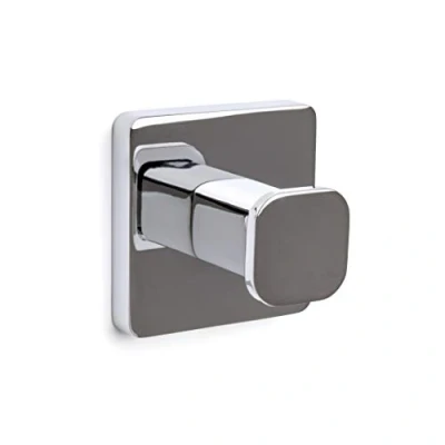 Image of TATAY Individual hanger of the Kalo Collection, in chrome plated Zamack, with square line support and 3M fastening system, convenient undrilled