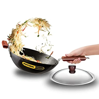 Image of Futura 3 Litre Non Stick Induction Stir Fry Wok, Medium, Black by