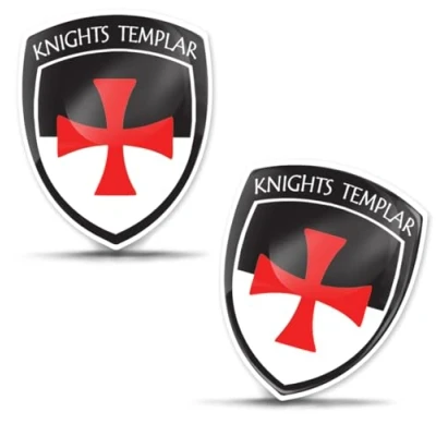 Image of Biomar Labs 2 x 3D Domed Silicone Stickers Decals Knights Templar Flag Crusades Banner Emblem Car Motorcycle Helmet F 169 new