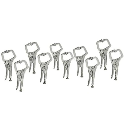 Image of 5 Mini Locking C Clamps Adjustable Fastener Welding Clamp Mole Grips 10 Pack