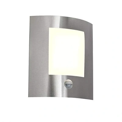 Image of Qazqa Modern Outdoor Wall Lamp I Light Steel Nickel Matt Satin Motion Sensor IP44 Emmerald 1 Garden Suitable for LED E27 Stainless Security Suitabl