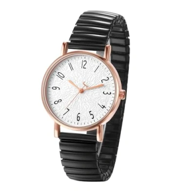 Image of JewelryWe Women&#039;s Elastic Watch Easy Reader Analog Quartz Stretch Band Wristwatch for Valentine&#039;s Day