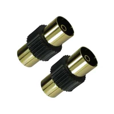 Image of Relloh TV Aerial Coaxial Cable Connectors Black Premium Gold Plated 2x Female for Seamless Signal Transmission Connector Kit RF Coax Adapters