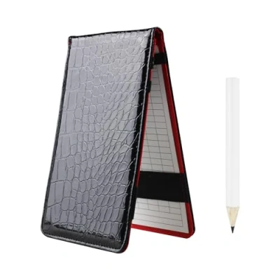Image of KOFULL golf Scorecard Holder Popular Leather and Yardage Book Pocketbook Tracking Card free send 2PCS score cards (black)