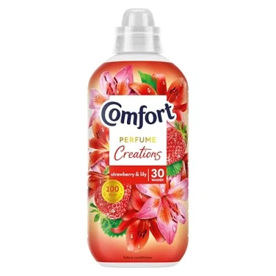 Image of Comfort Perfume Creations Strawberry &amp; Lily Fabric Conditioner with Motion Activated Fragrance Technology 100 Days of Freshness 30 washes (900 ml)