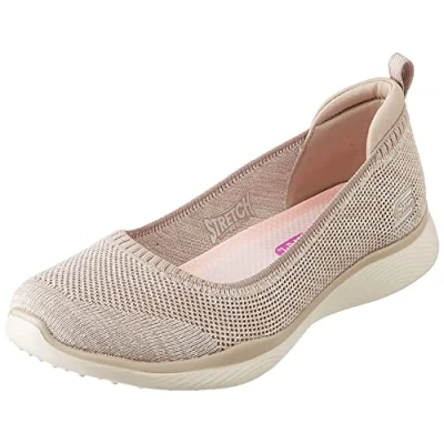 Image of SKECHERS Women&#039;s Microburst 2.0 BE Iconic Sneaker, Taupe Stretch Fit Knit Skimmer, 5 UK