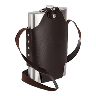 Image of Relaxdays XXL Stainless Steel Flask, Canteen with Carrier Bag, 1.8 l Capacity, Party Treat, Silver
